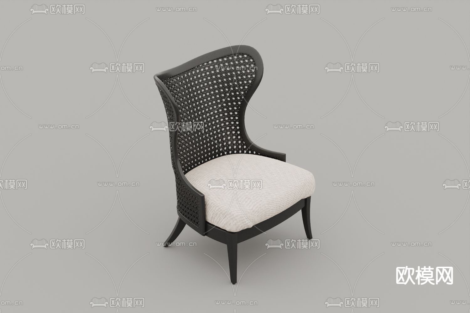 美式简约镂空实木布艺休闲椅免费3d模型下载_ID12073487_3dmax免费模型-欧模网