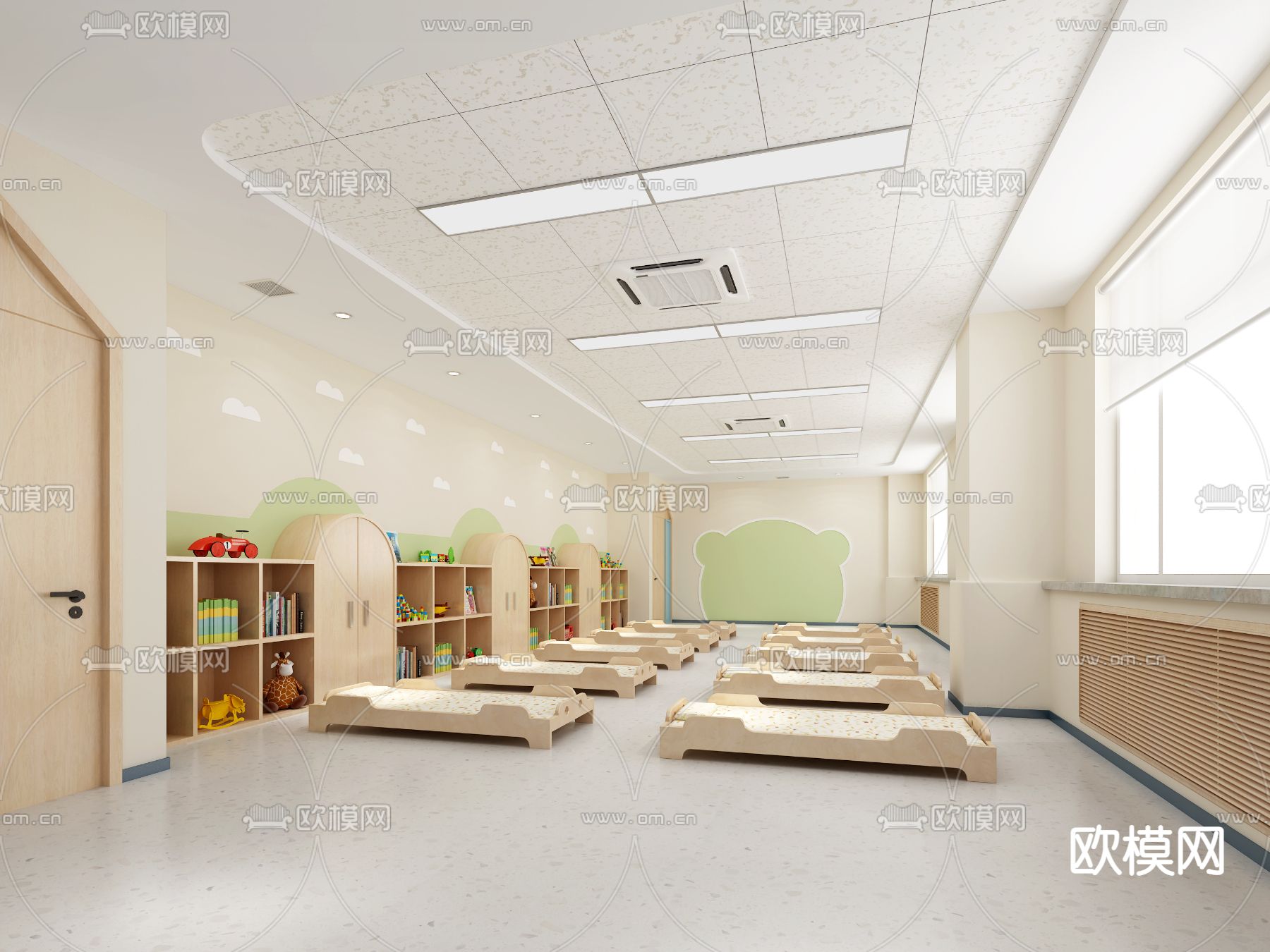 奶油风幼儿园休息室3d模型下载