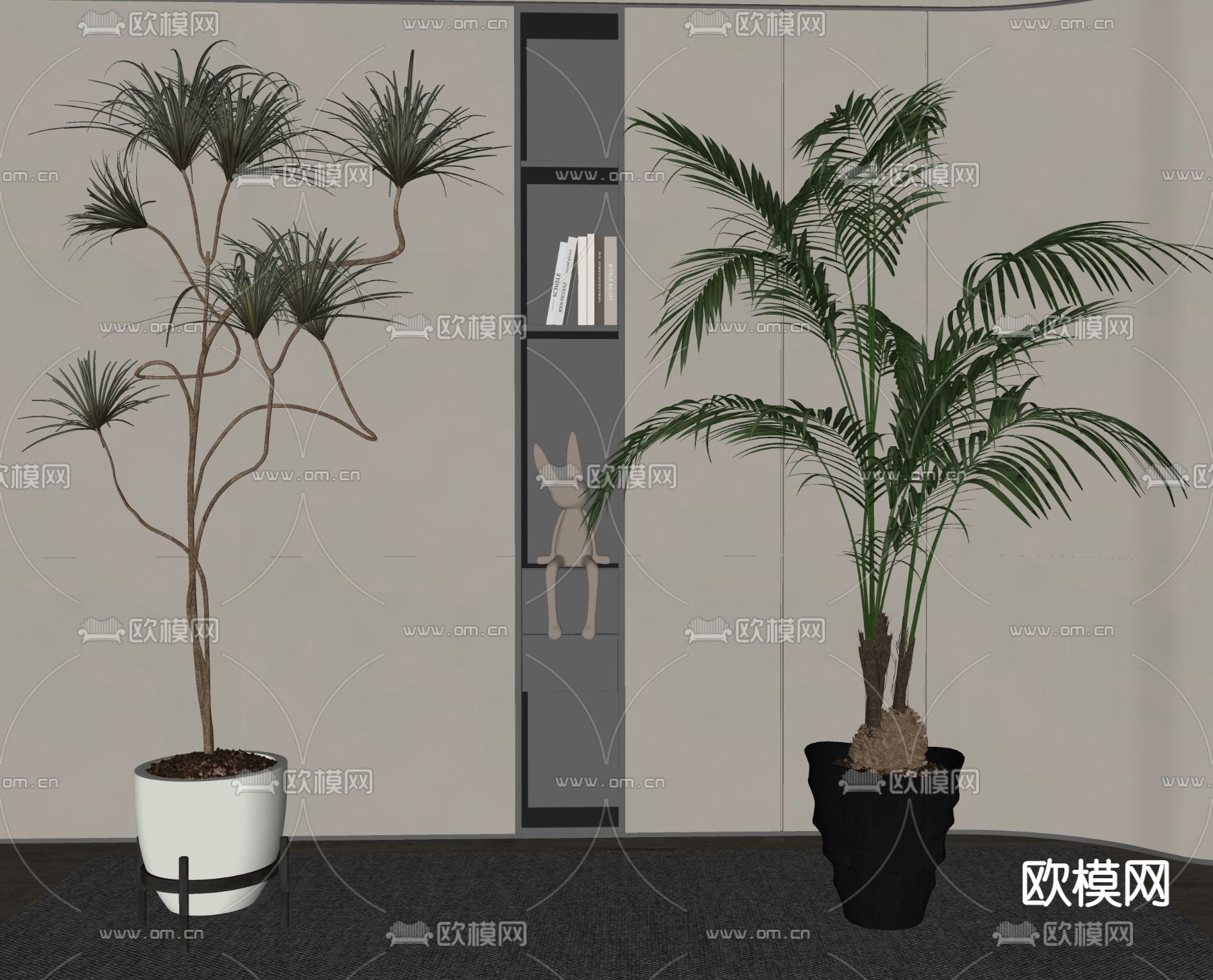 现代龙血树绿植盆栽su模型下载（渲染图2）