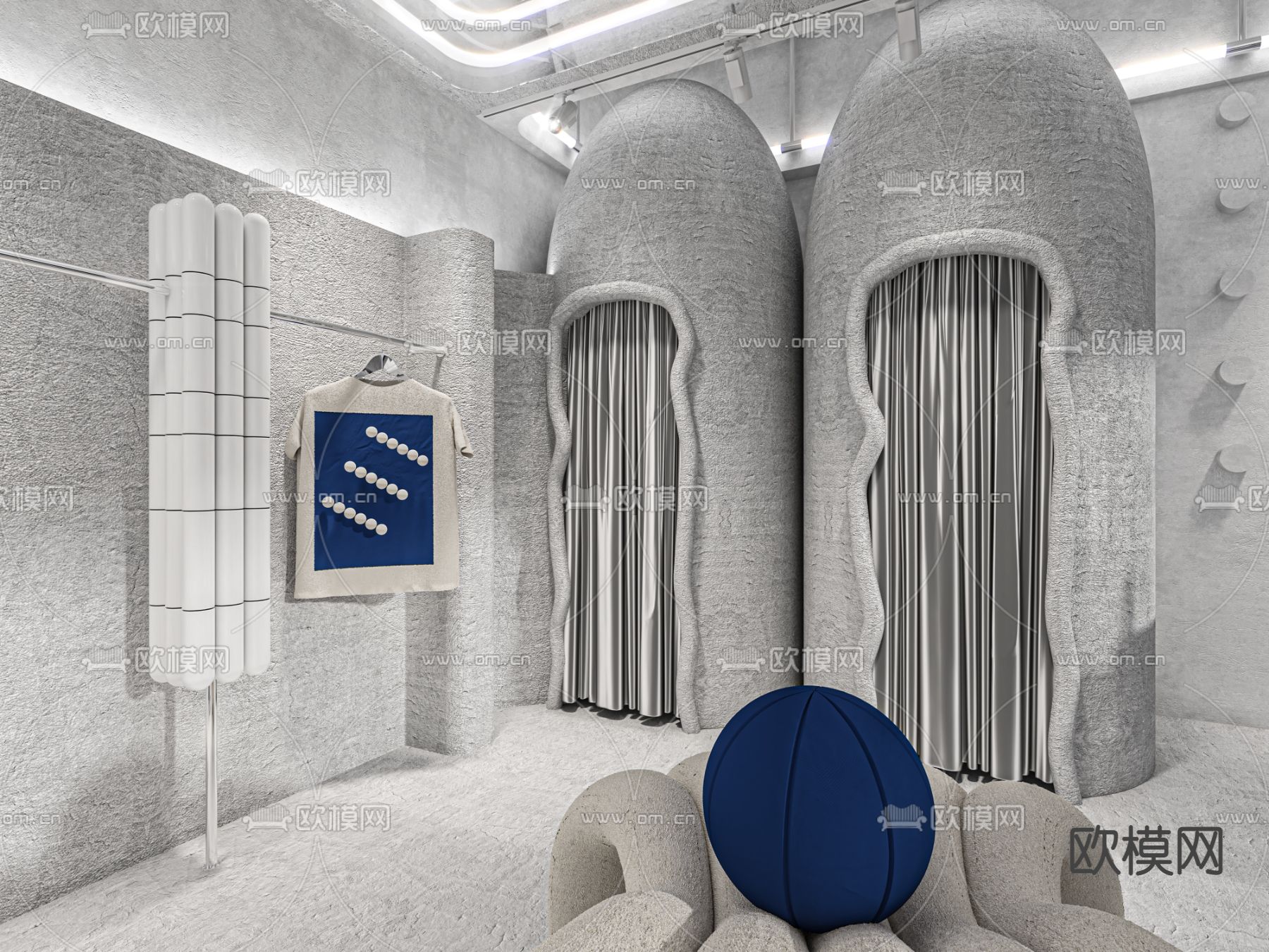 现代工业风潮男服装店3d模型下载（渲染图4）