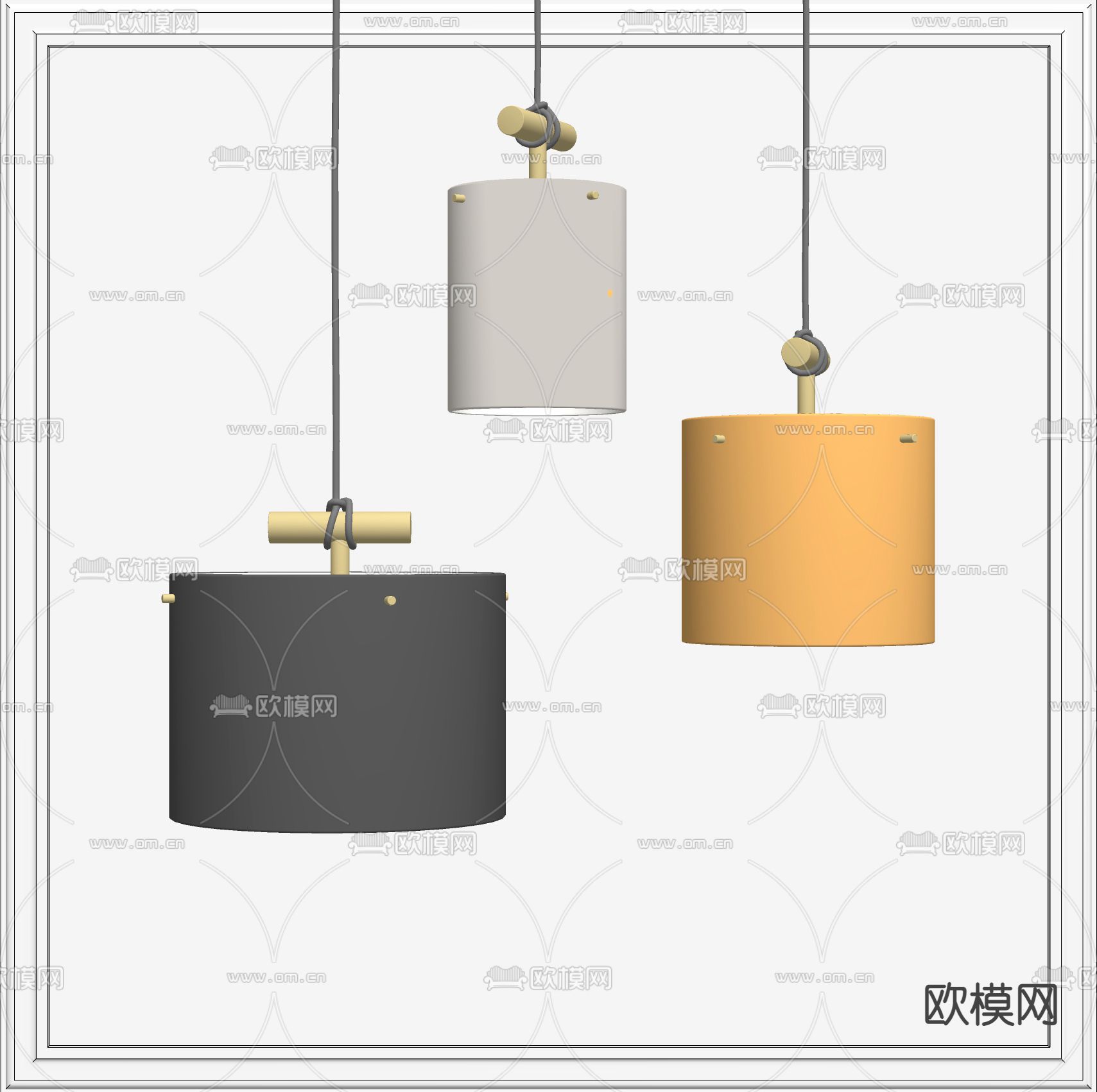 现代轻奢小吊灯su模型下载（渲染图2）