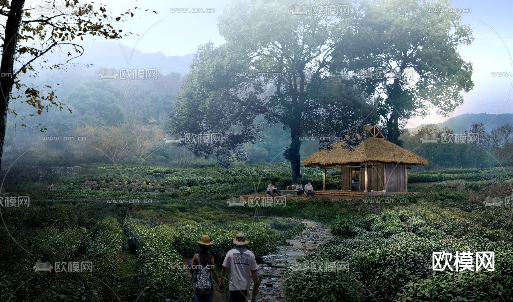 现代农村园林景观psd下载