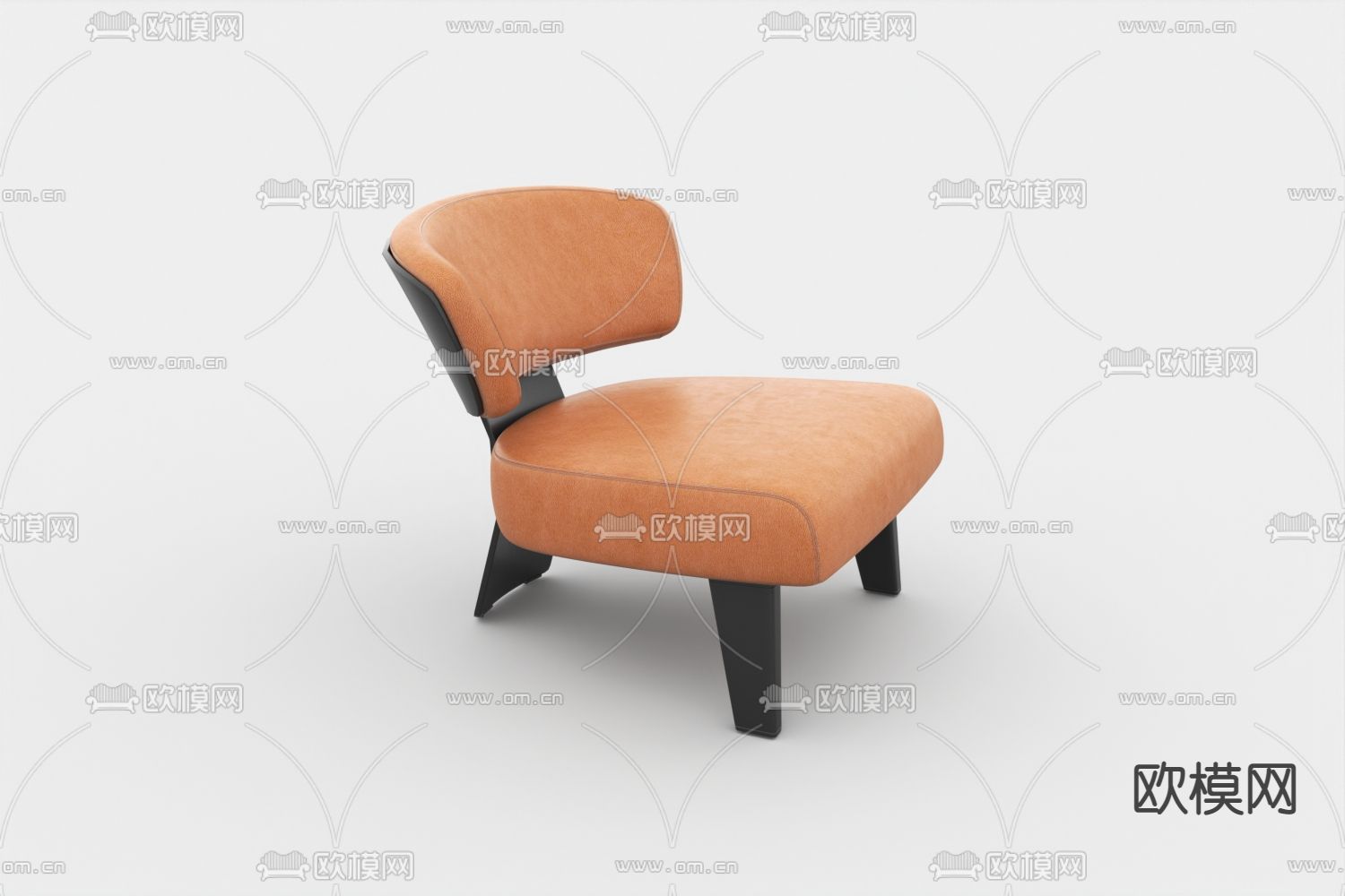 现代简约实木皮革休闲椅免费3d模型下载_ID12075420_3dmax免费模型-欧模网