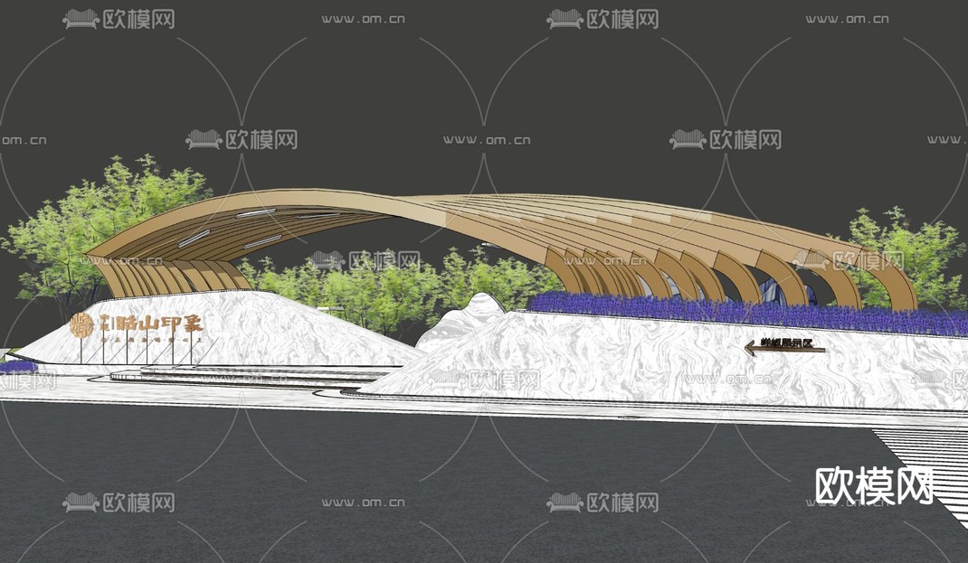现代弧线格栅大门su模型下载_ID12074886_sketchup模型下载-欧模网