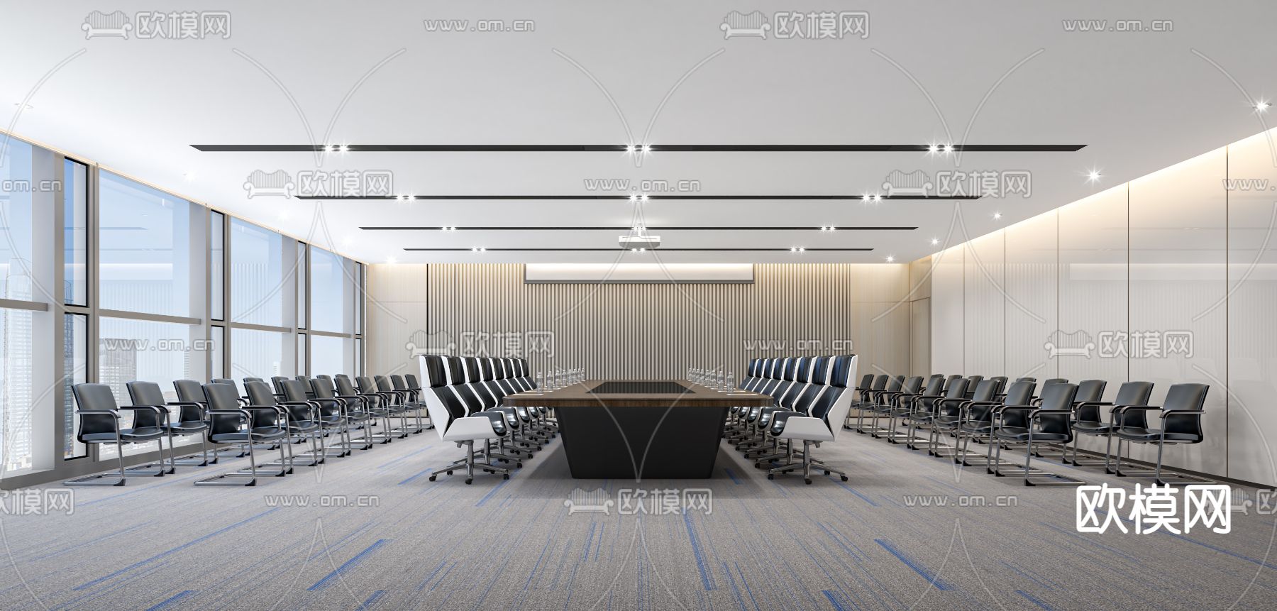 现代大型会议室3d模型下载_ID12074901_3dmax免费模型-欧模网