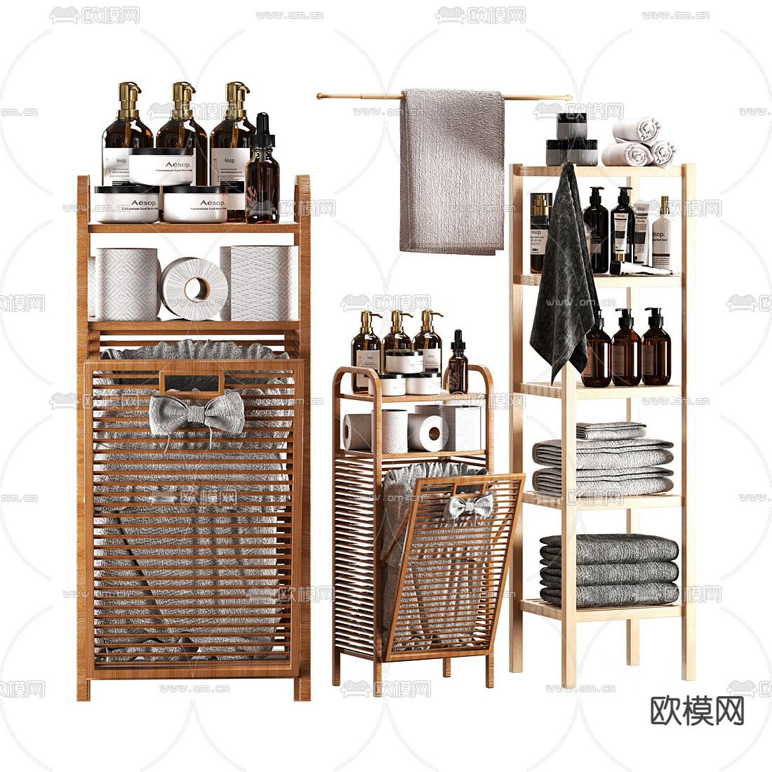 现代卫浴用品毛巾架su模型下载（渲染图1）