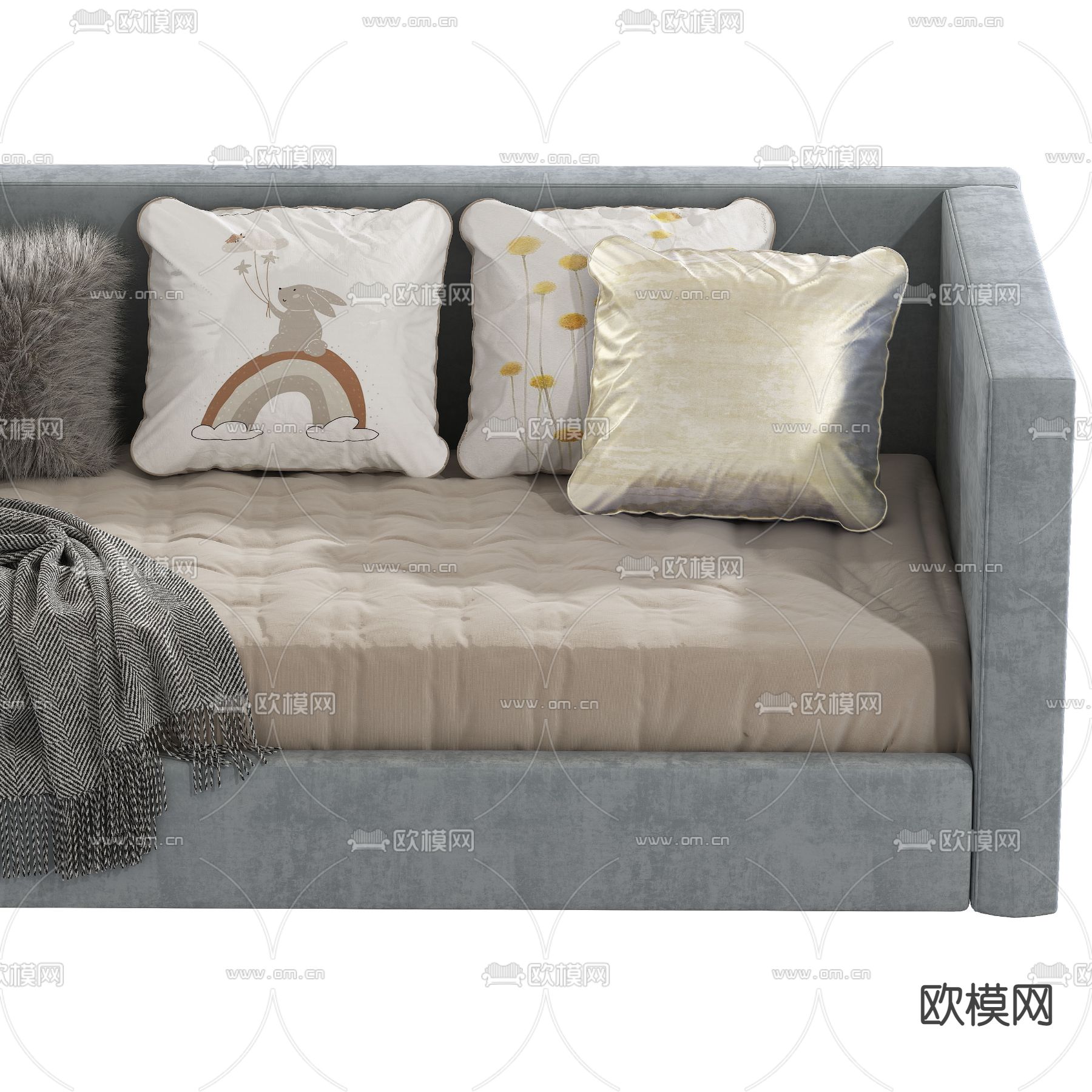 现代沙发床3d模型下载（渲染图5）