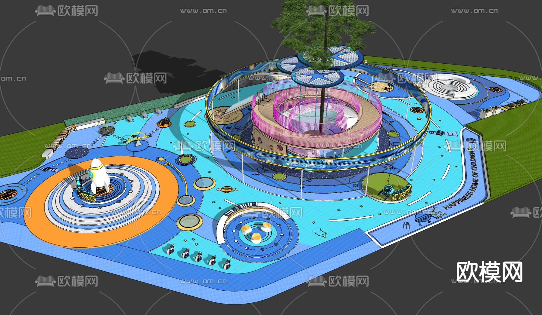 现代星空宇宙主题儿童乐园su模型下载（渲染图2）