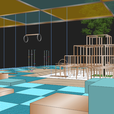  现代方格儿童活动区su模型 