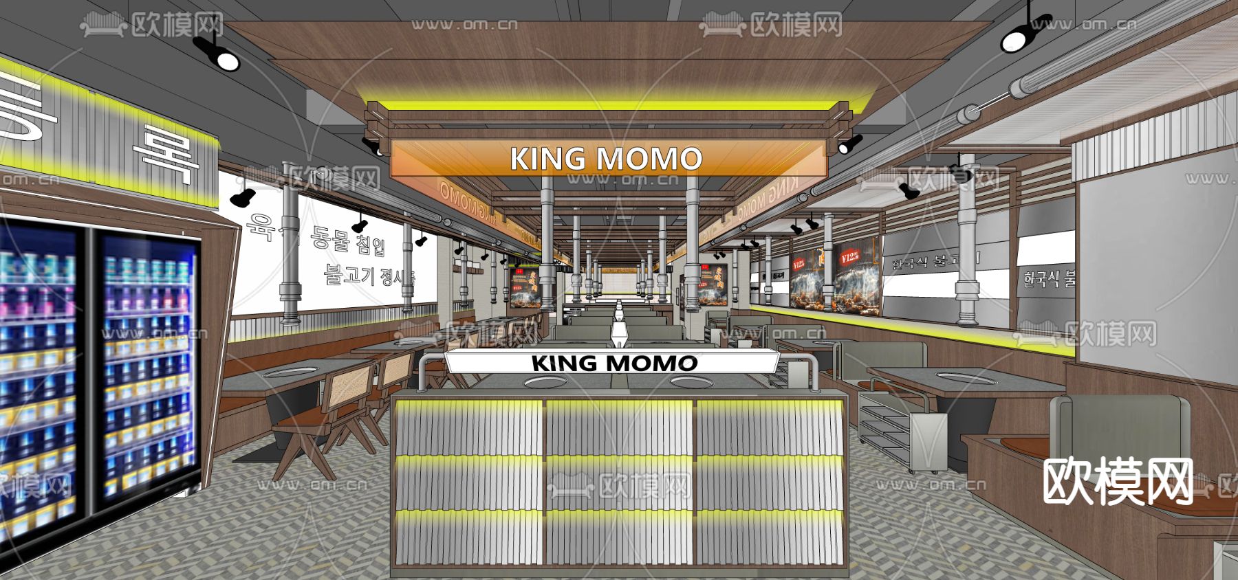 现代烤肉店su模型