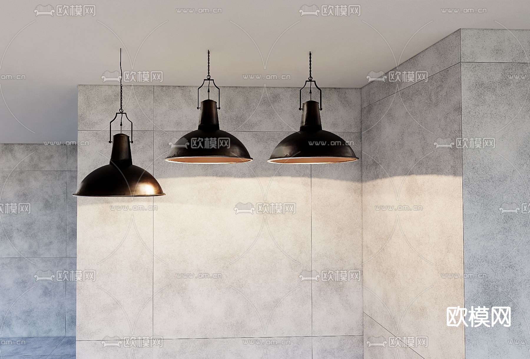 工业金属吊灯su模型下载（渲染图1）