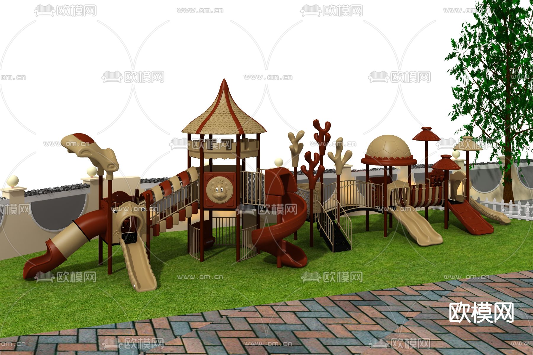 现代户外儿童滑梯3d模型下载