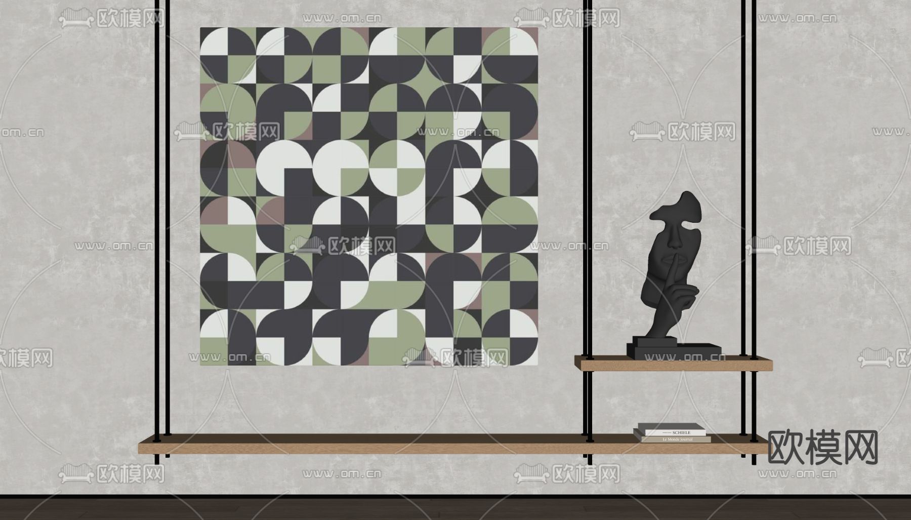 现代几何装饰画su模型下载（渲染图2）