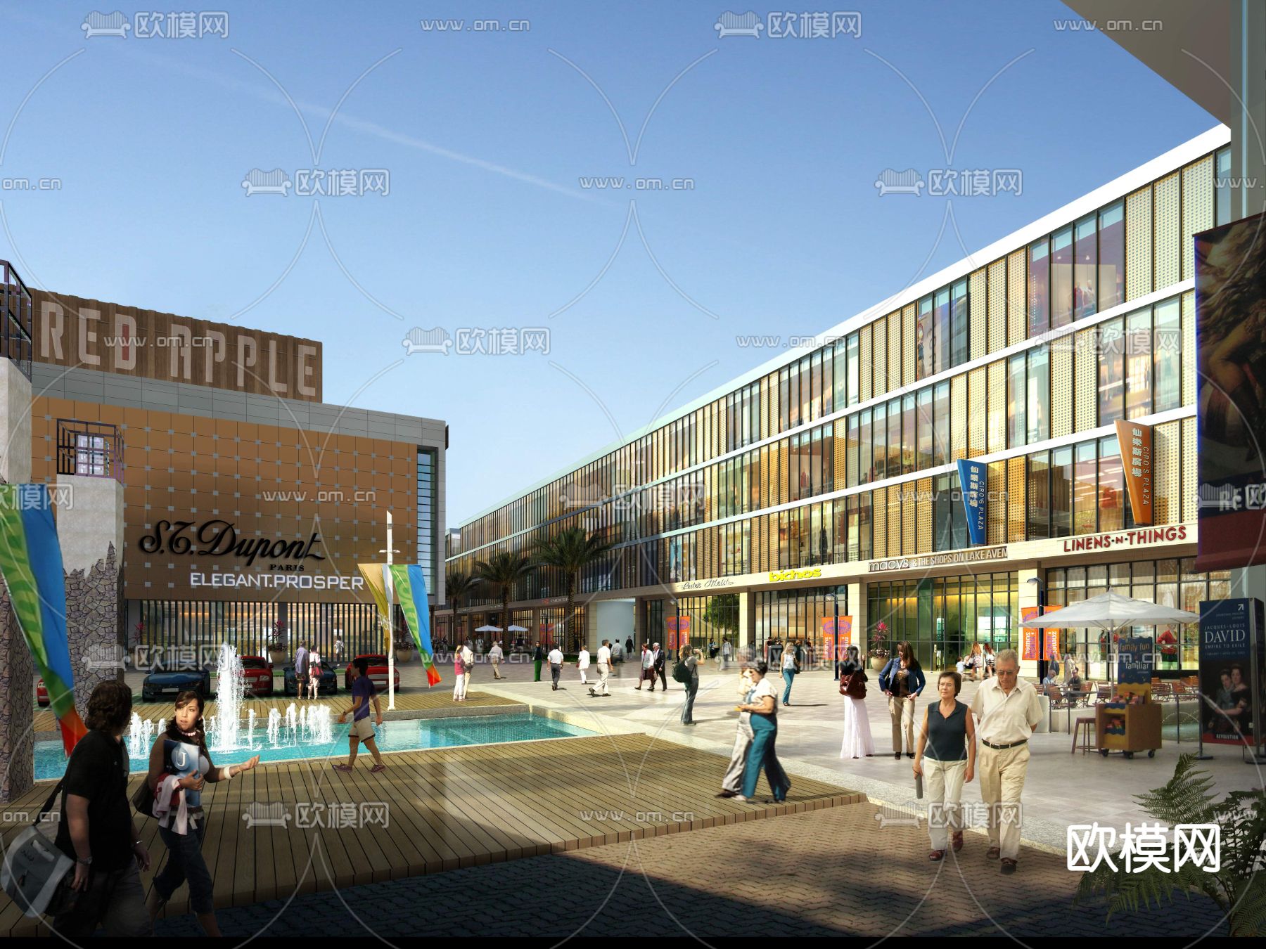 现代商业街建筑外观psd下载