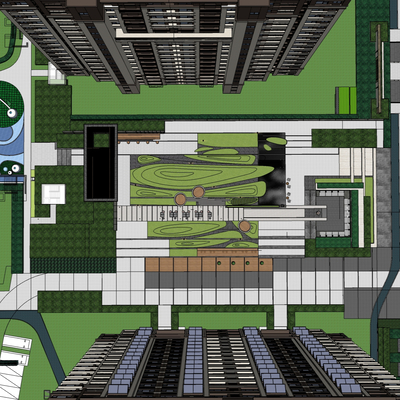  现代小区鸟瞰su模型 