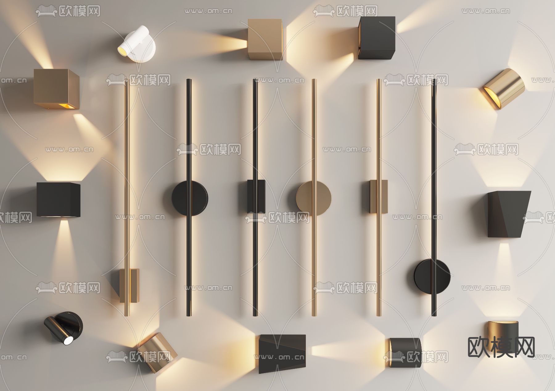 现代极简金属壁灯3d模型下载_ID12072874_3dmax免费模型-欧模网