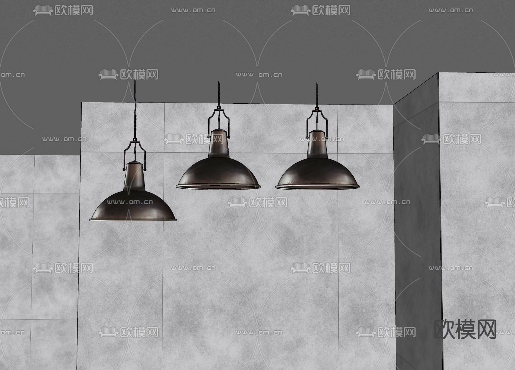 工业金属吊灯su模型下载（渲染图2）