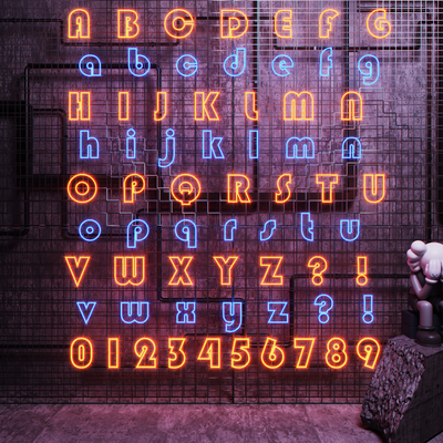  现代英文字母霓虹灯su模型 