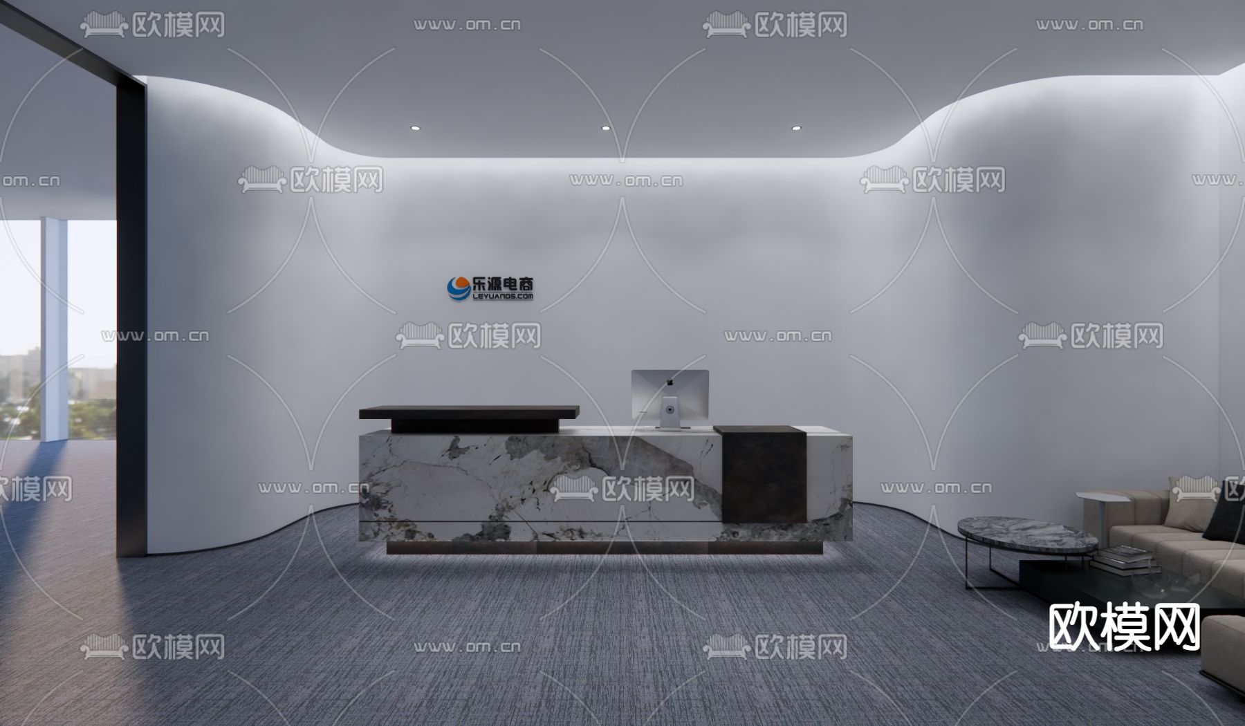 现代办公区su模型下载（渲染图2）