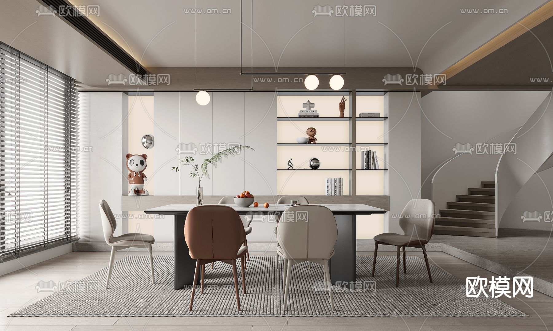 现代轻奢餐厅3d模型下载