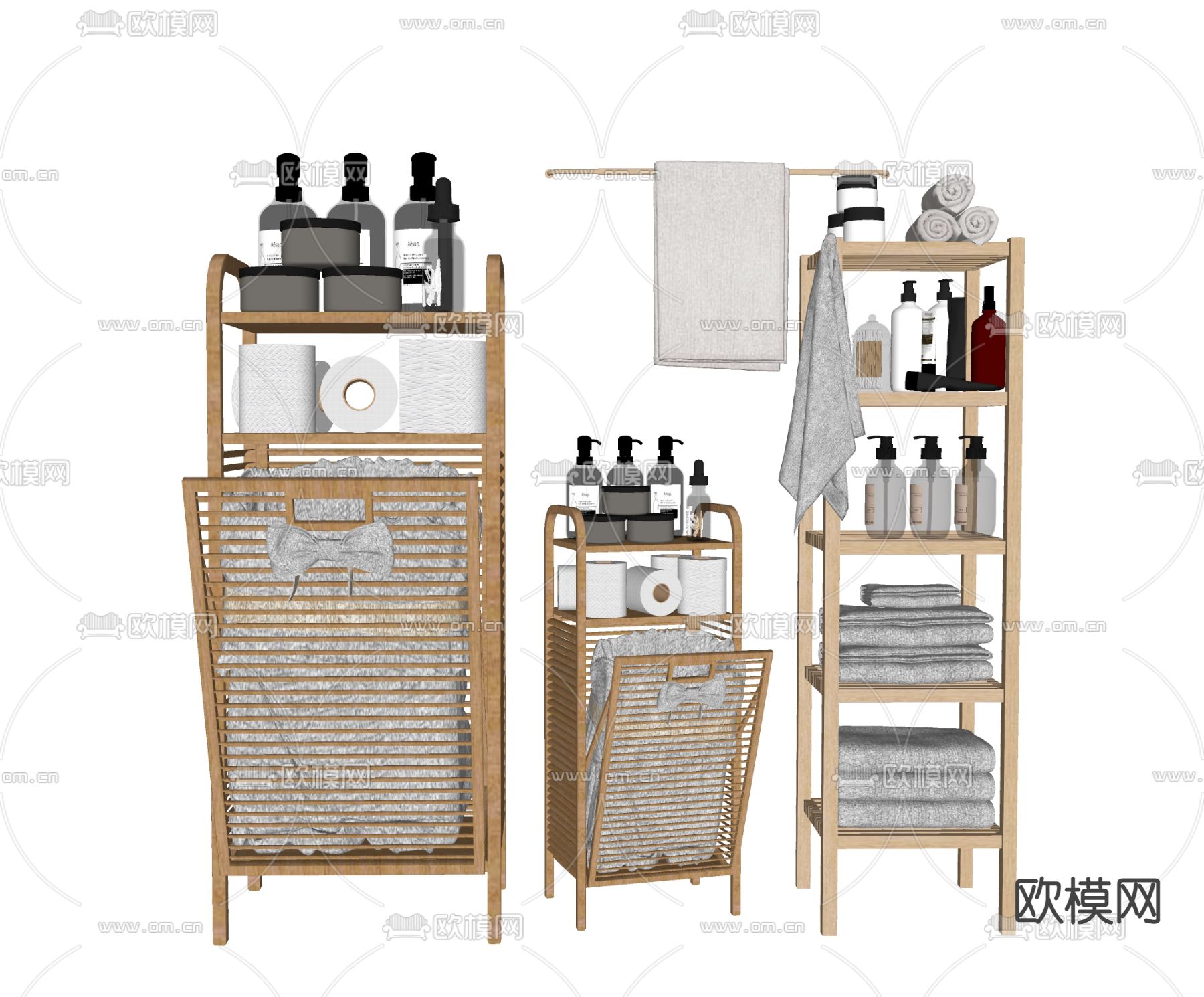 现代卫浴用品毛巾架su模型下载（渲染图2）