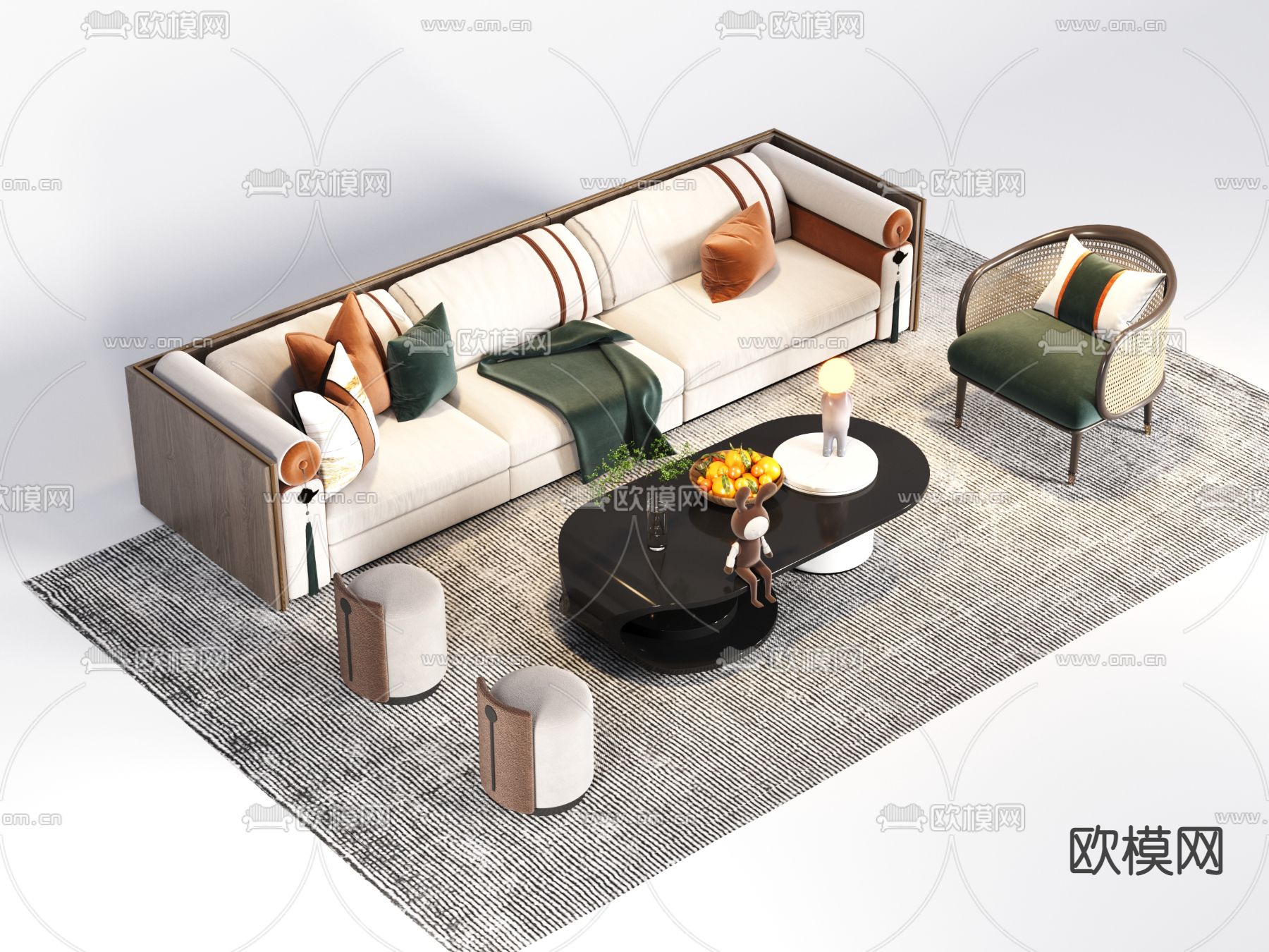 组合沙发3d模型下载（渲染图1）