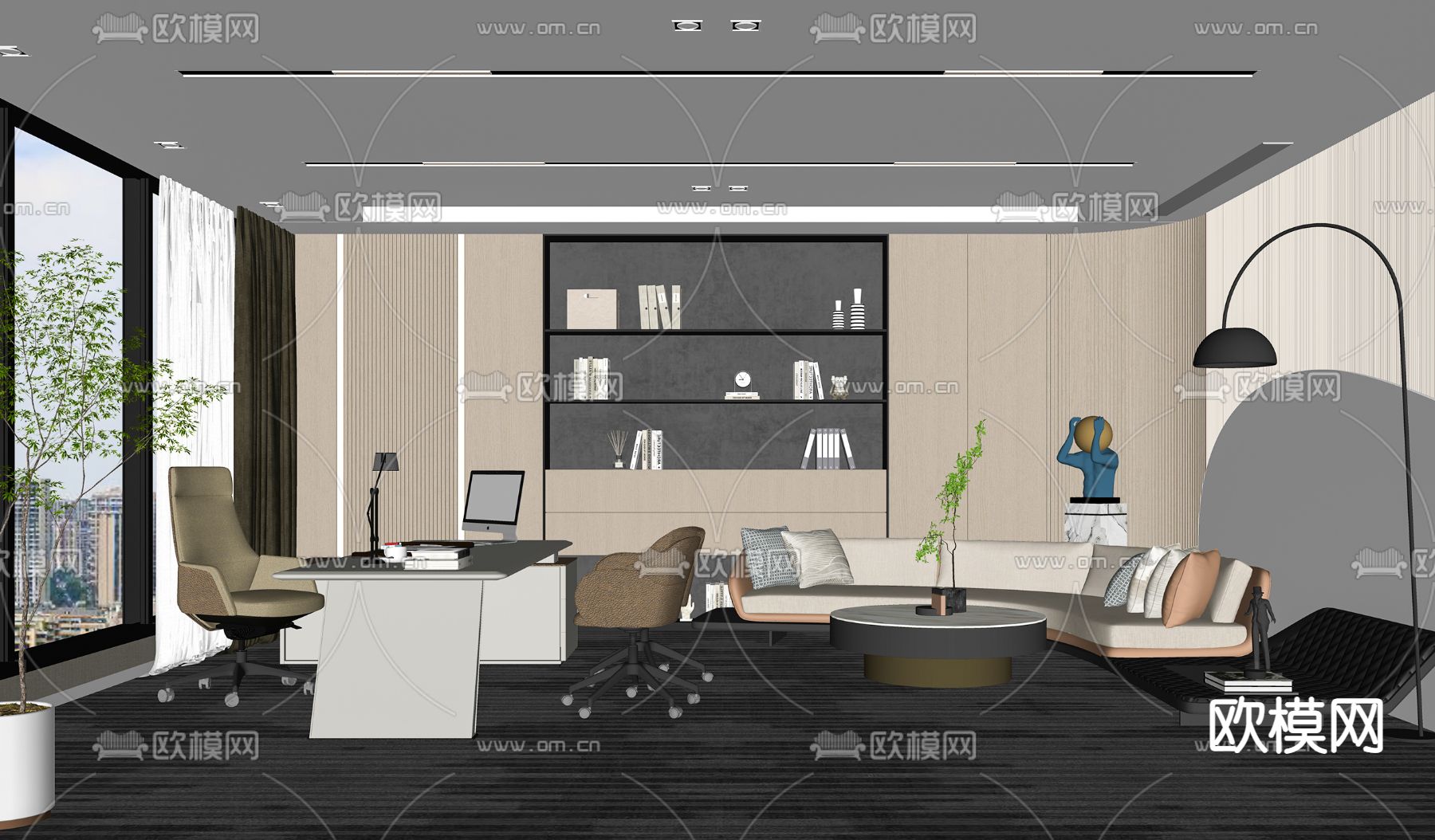 现代经理办公室su模型