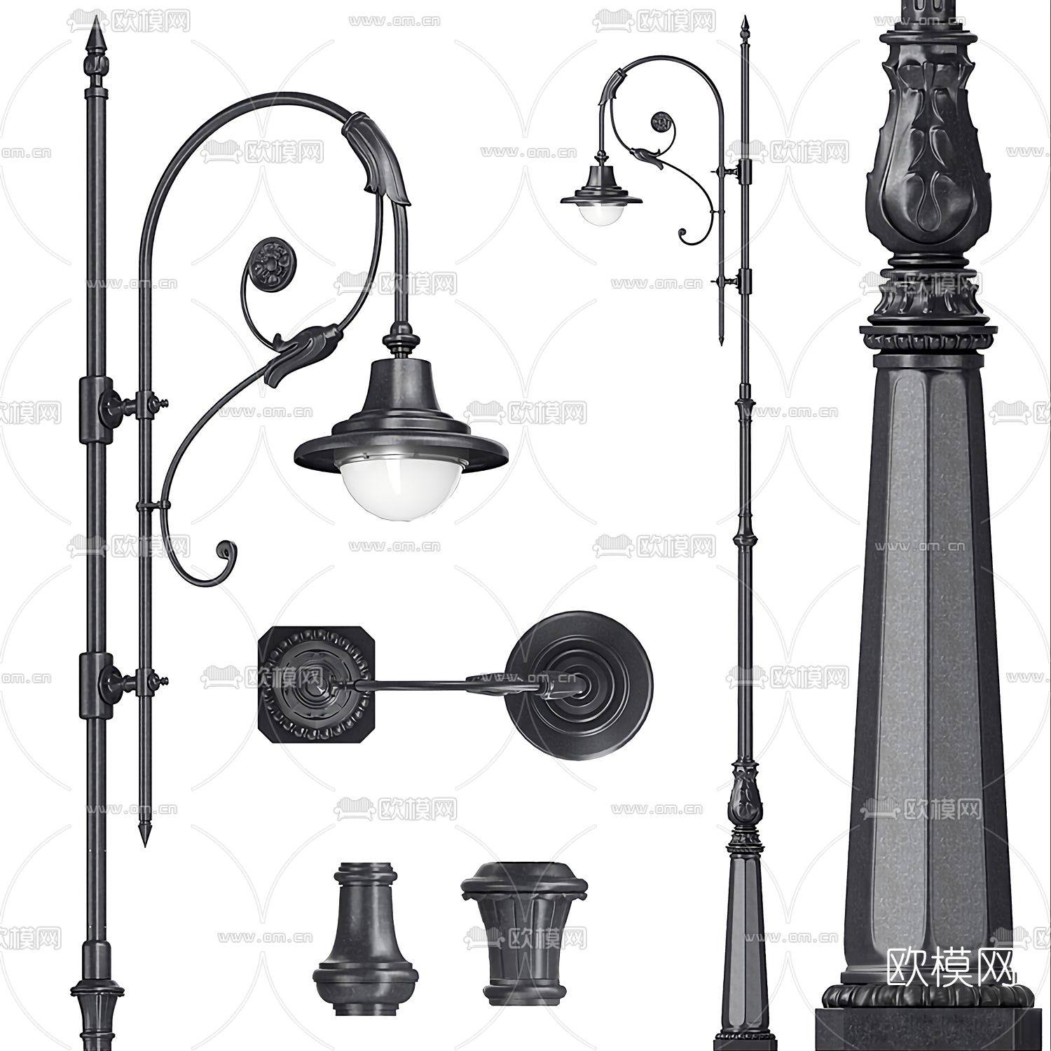欧式户外路灯3d模型下载（渲染图1）