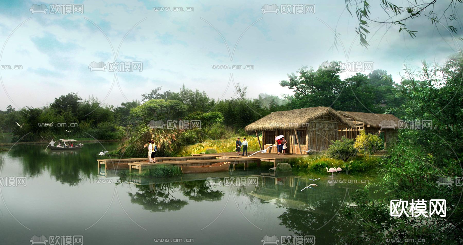 现代湿地园林景观psd下载