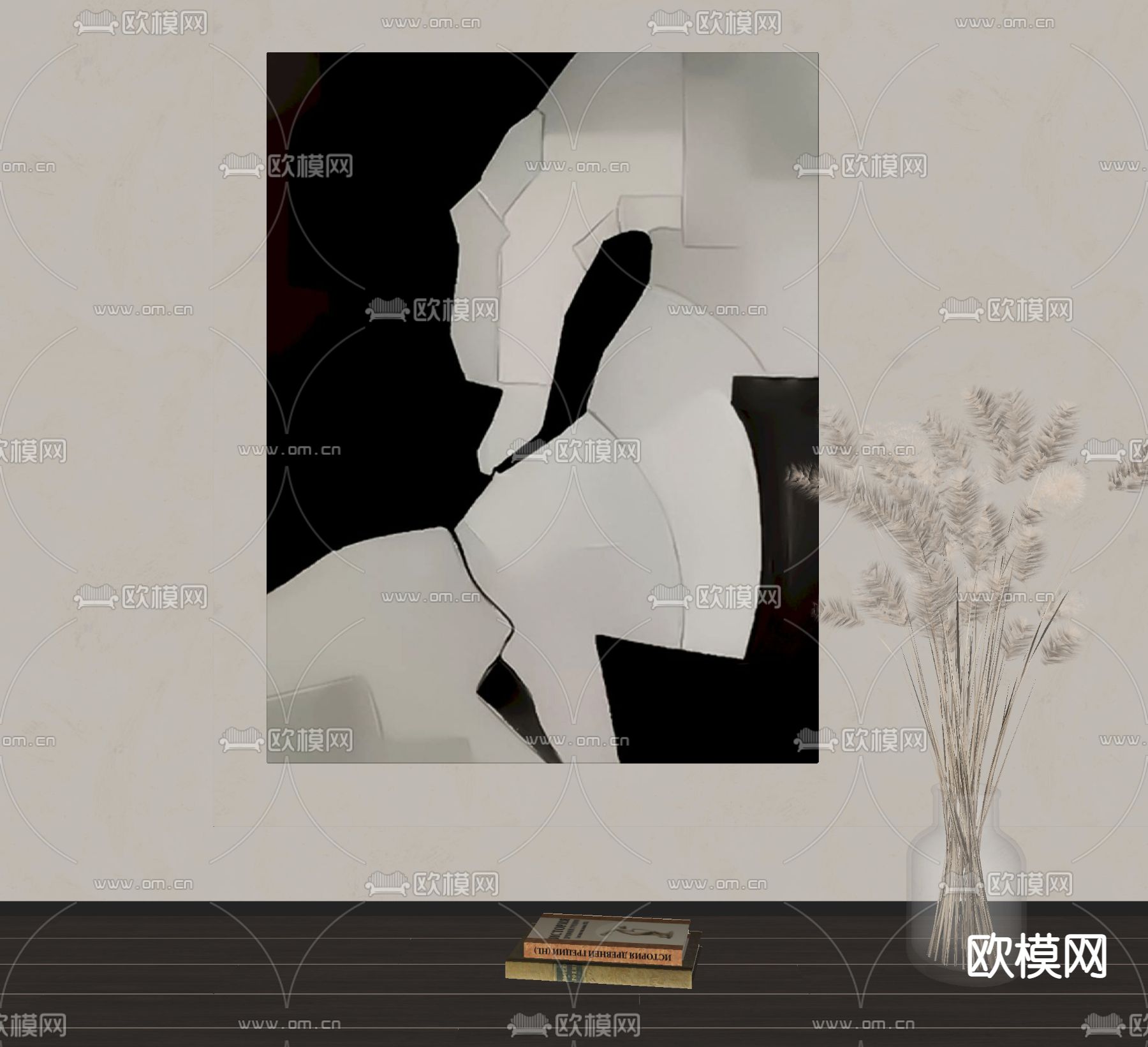 现代装饰画抽象画su模型