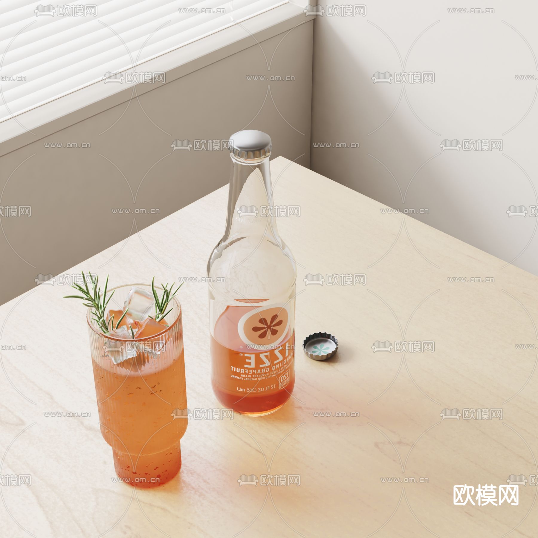 现代饮料水杯su模型下载（渲染图1）