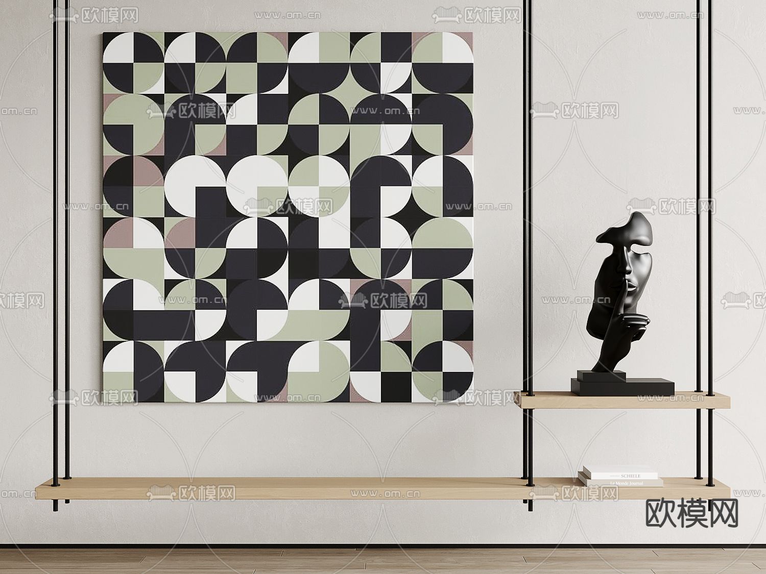 现代几何装饰画su模型下载（渲染图1）