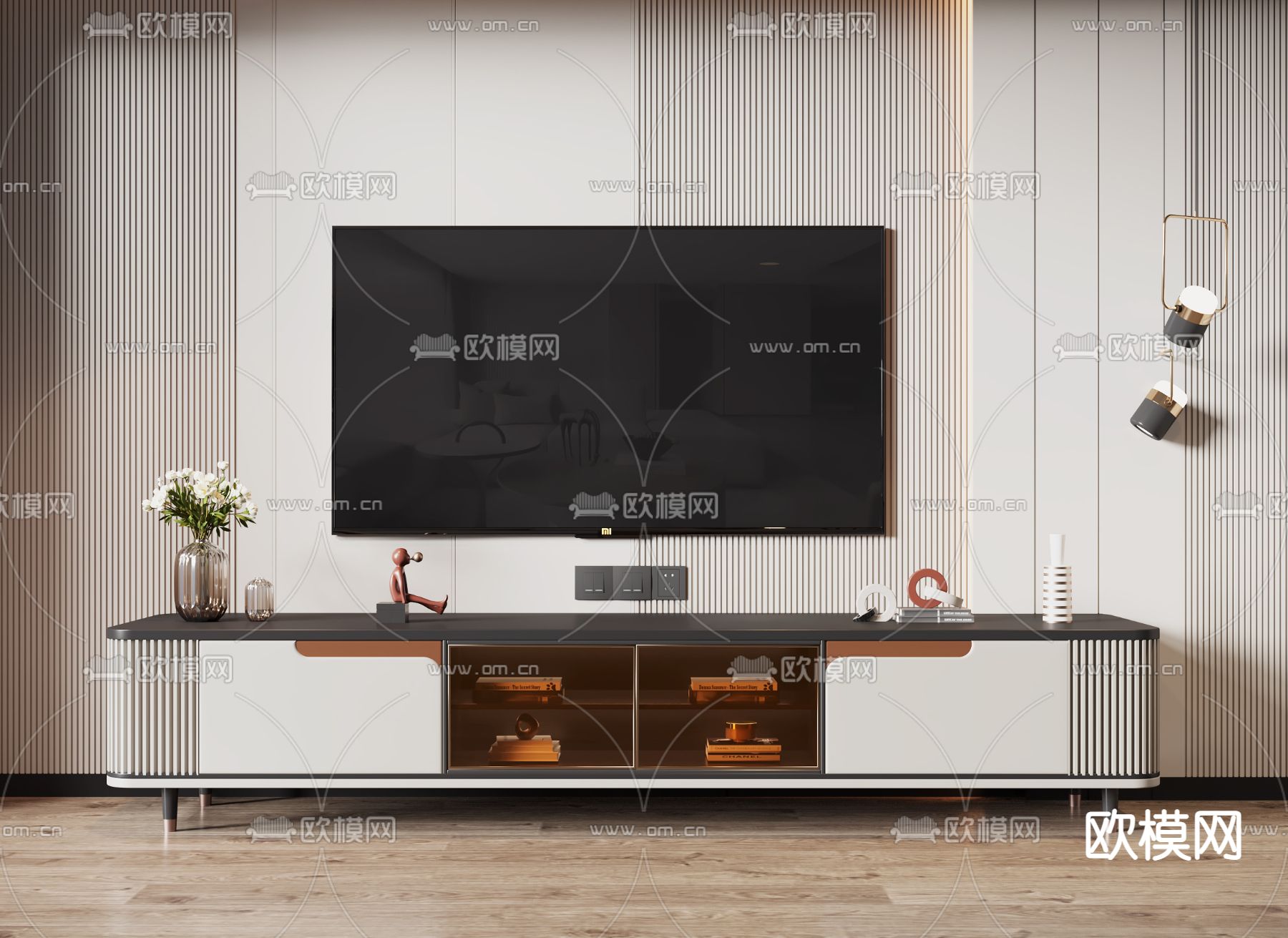 现代轻奢电视柜3d模型下载