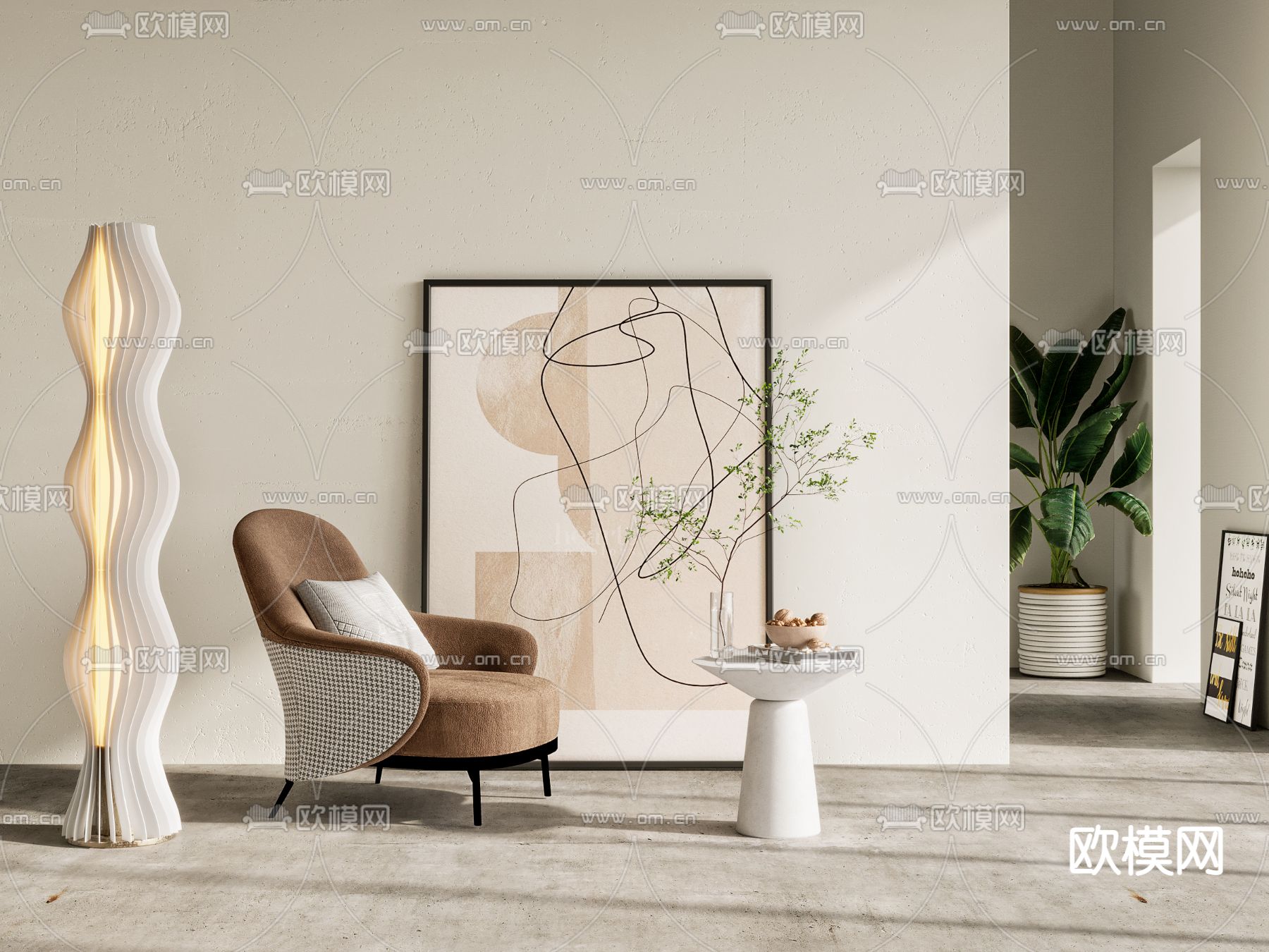 现代单人沙发su模型下载（渲染图1）