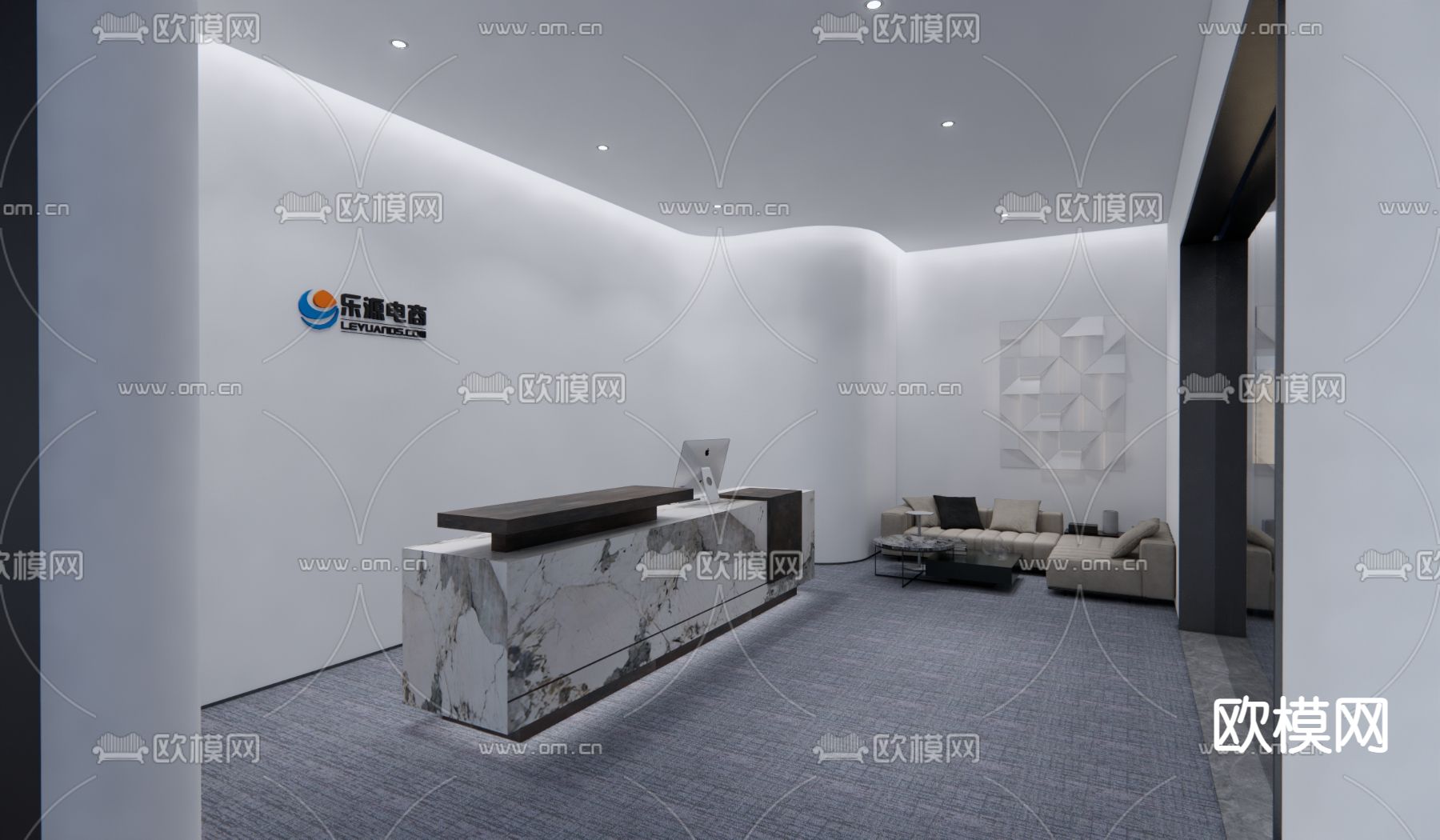 现代办公区su模型下载（渲染图3）