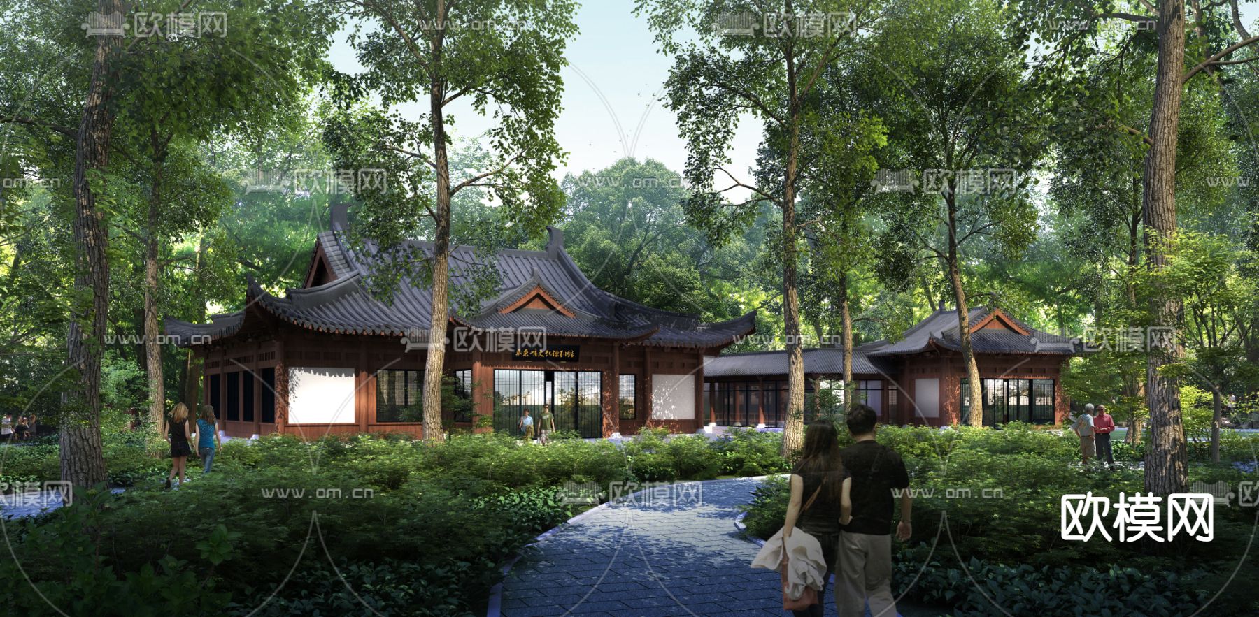 新中式古建民俗外观psd下载