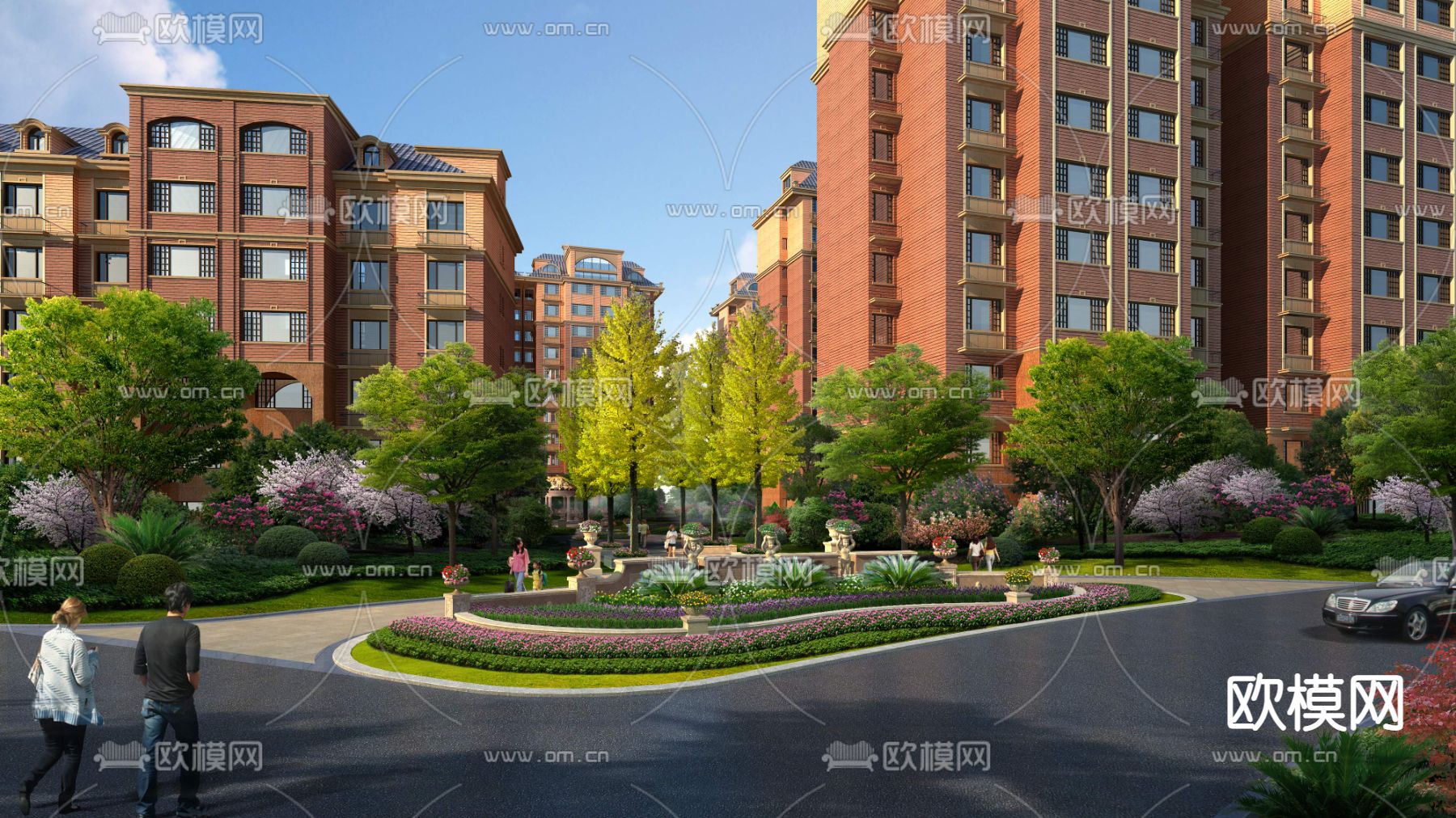 现代小区公园园林景观psd下载_ID12075839_3dmax免费模型-欧模网