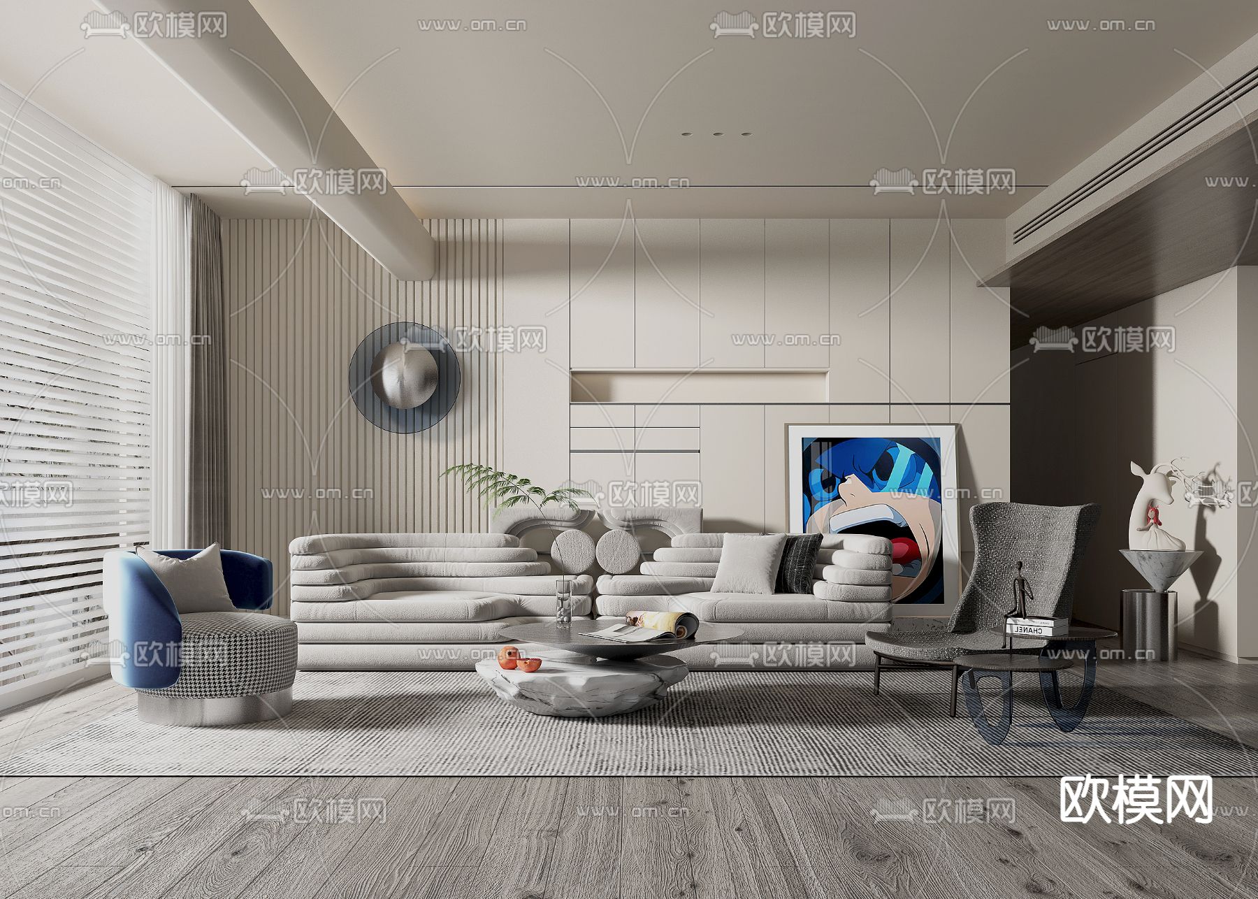 现代简约客厅3d模型