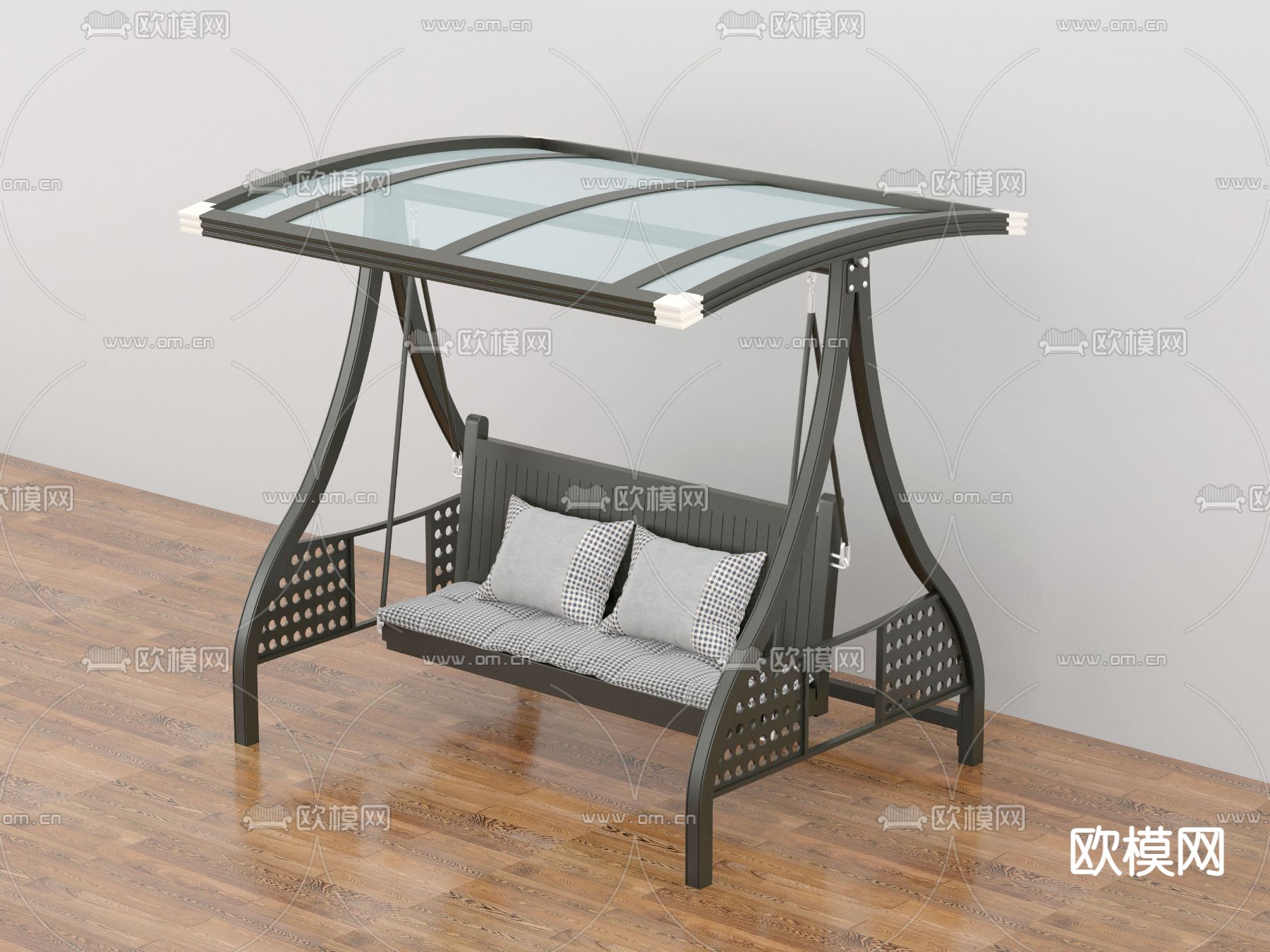 现代金属秋千椅吊椅3d模型下载（渲染图1）