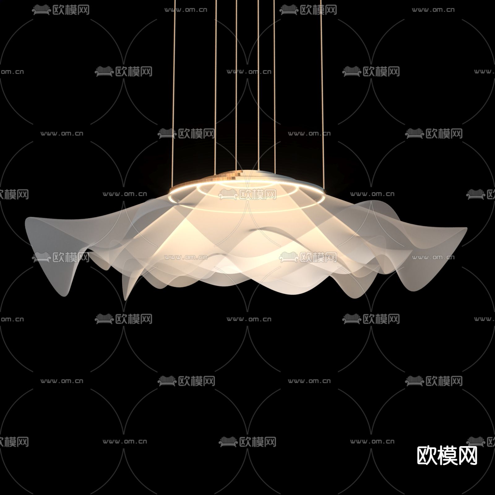 现代轻奢水晶吊灯3d模型下载（渲染图2）