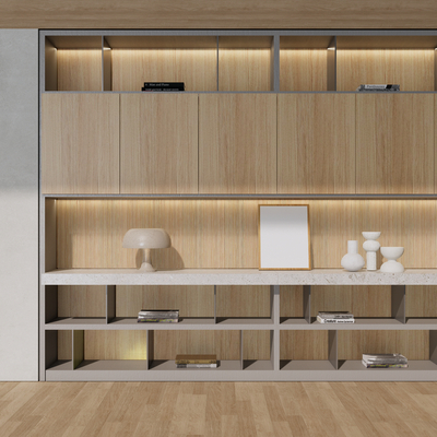  Poliform现代实木书柜su模型 