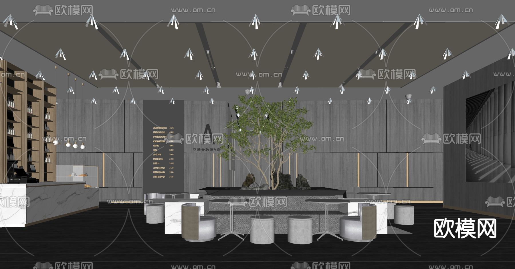 现代办公休息区su模型下载（渲染图2）