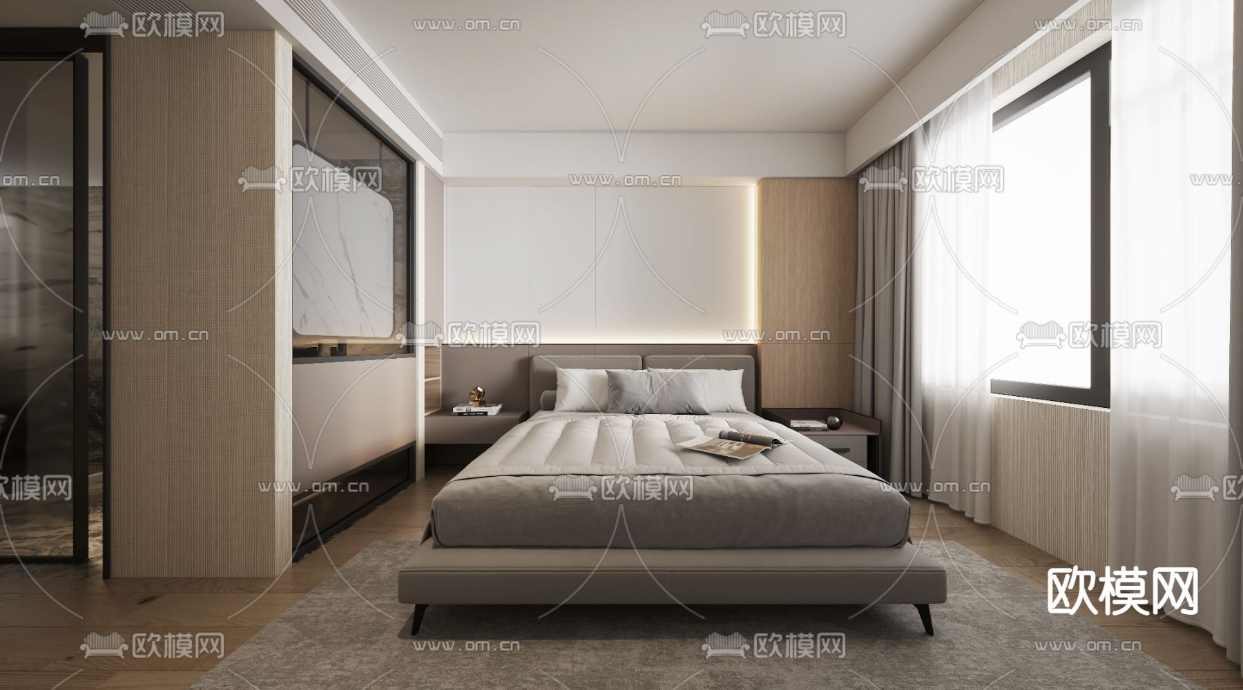 现代客厅餐厅3d模型下载（渲染图3）