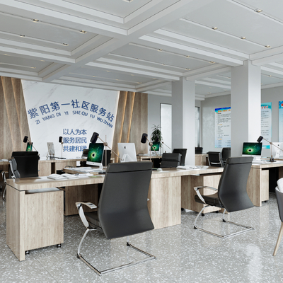  现代服务站办事大厅su模型 