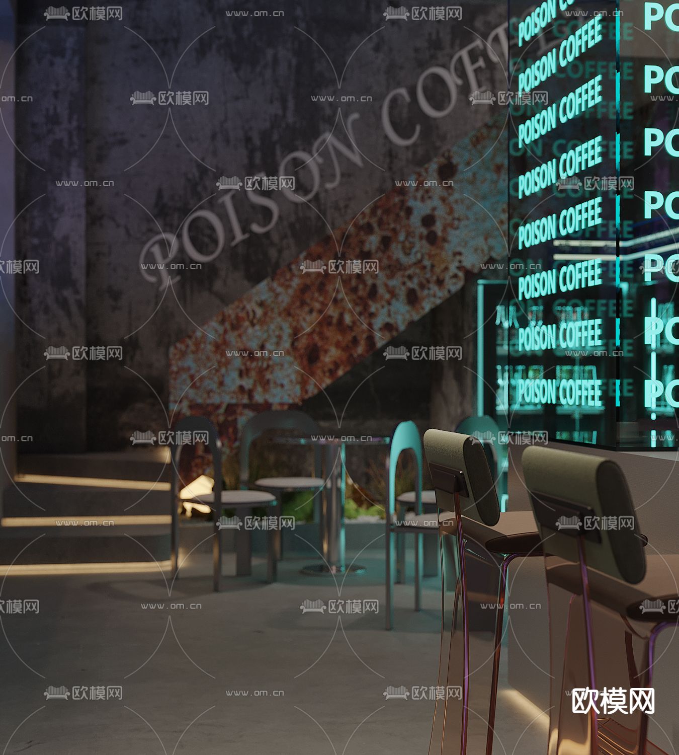 工业风酒吧前台3d模型下载（渲染图2）