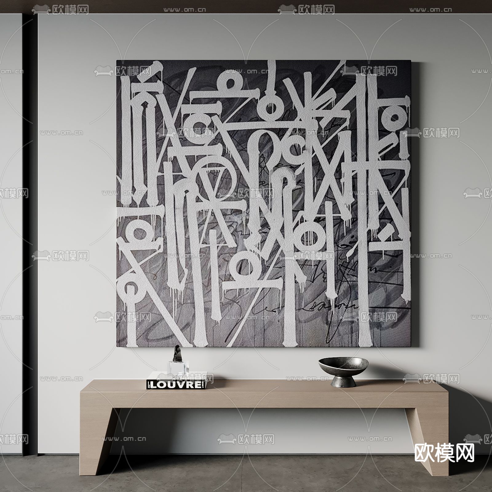 侘寂风装饰画挂画组合su模型