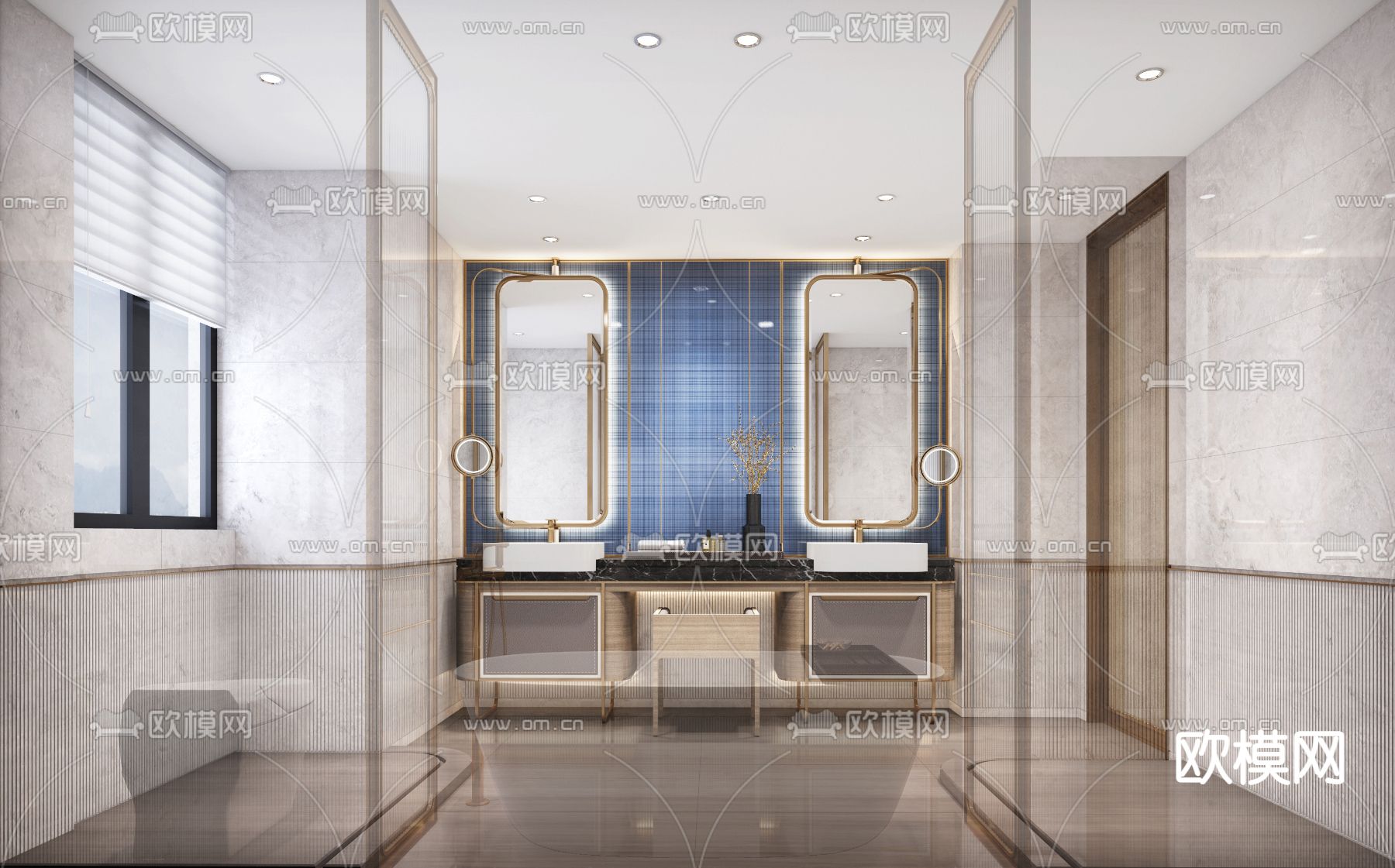 现代卫生间浴室3d模型下载