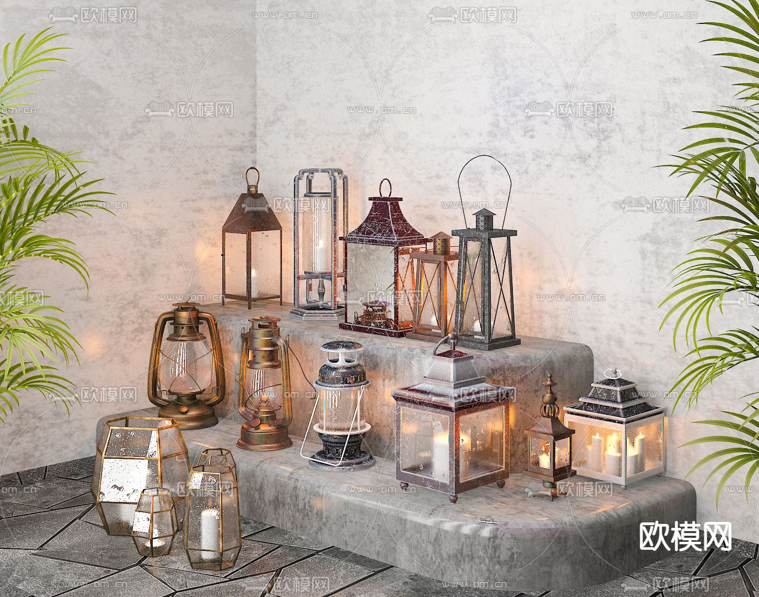 美式户外景观地灯su模型下载（渲染图1）