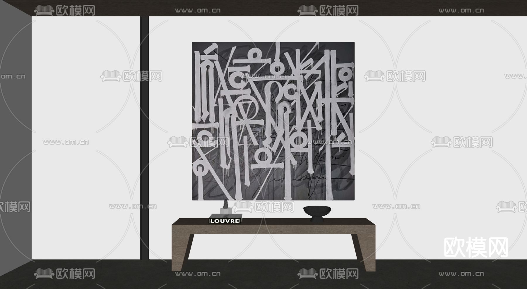 侘寂风装饰画挂画组合su模型
