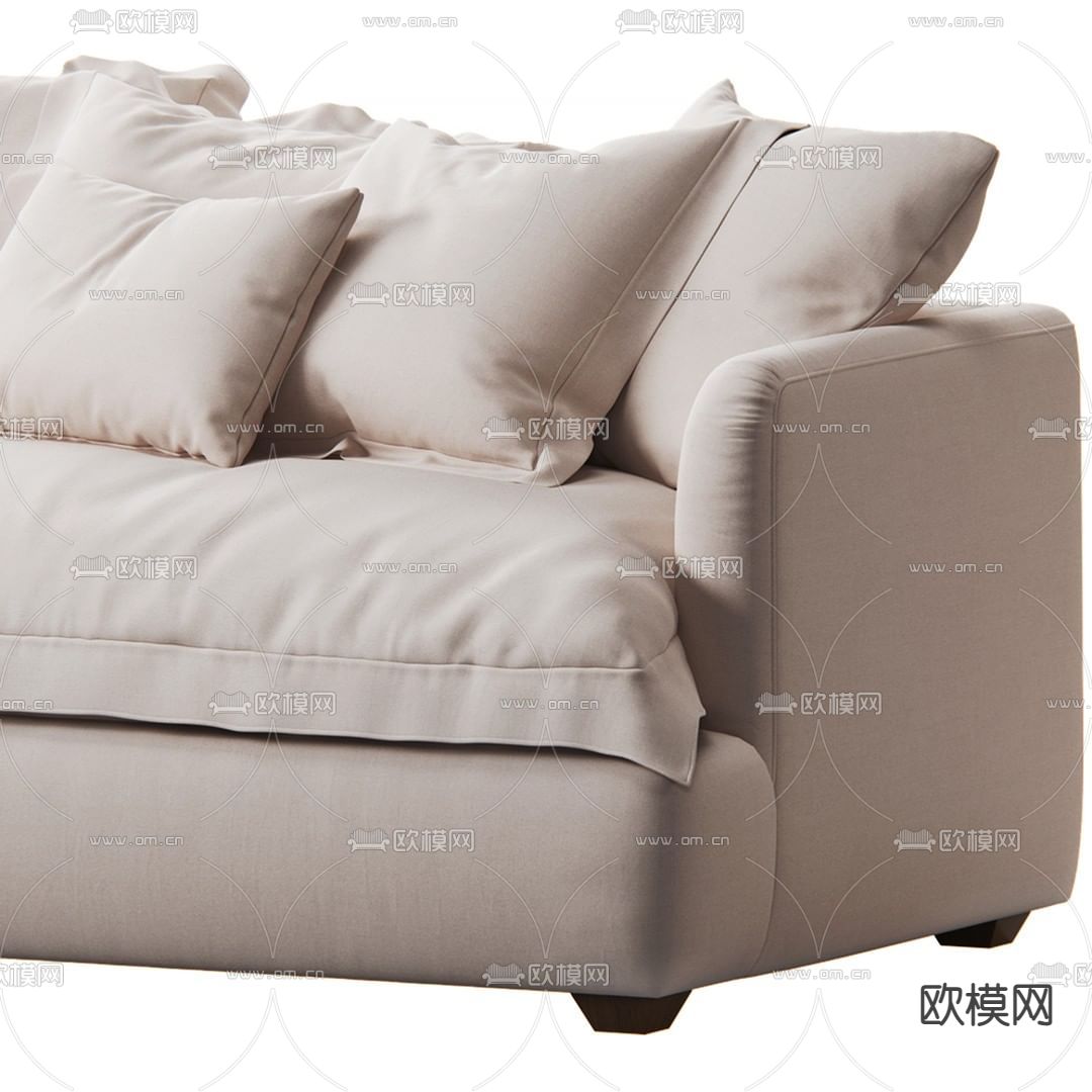 现代奶油风多人沙发3d模型下载（渲染图3）